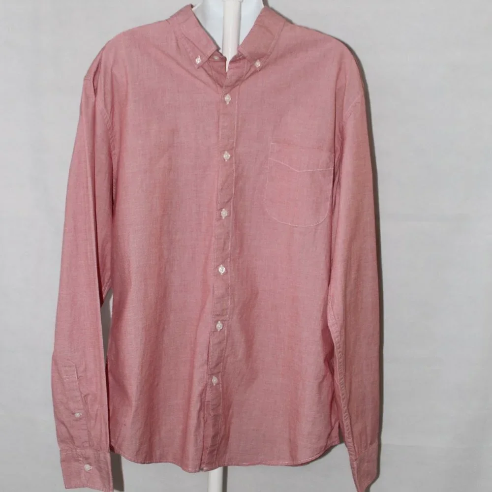 J. Crew Secret Wash Shirting Stretch Men's Pink Slim Long Sleeve Button Down XL